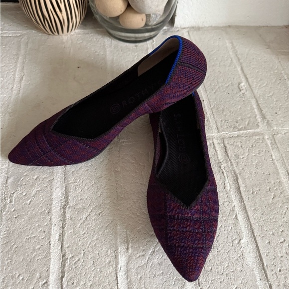 Rothy's Shoes - Rothys Cranberry plaid pointy toe flats sz 9.5